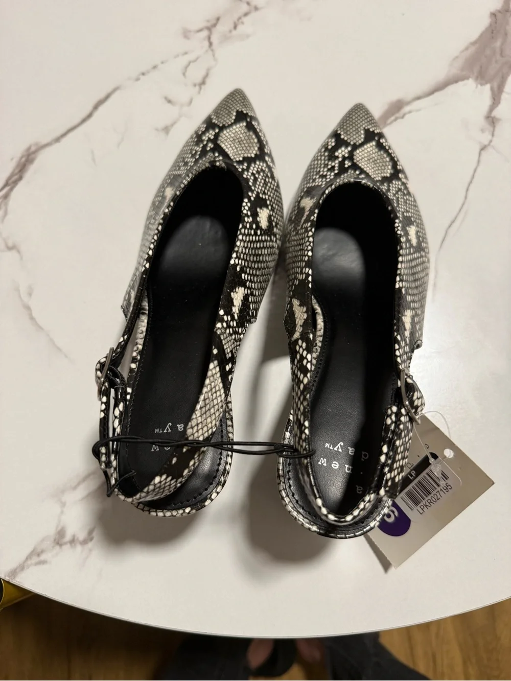 a new day Black and White Snake-Print Slingback Heels